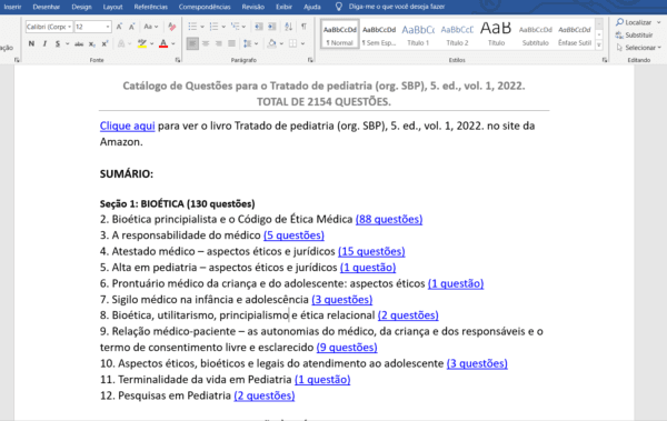 Seções do Banco de Questões 2K.