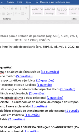 Sumário Banco de Questões 1000 Pediatria