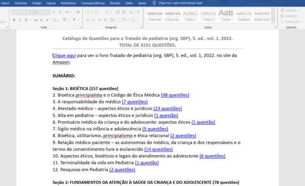 Seções do Banco de Questões 3K.