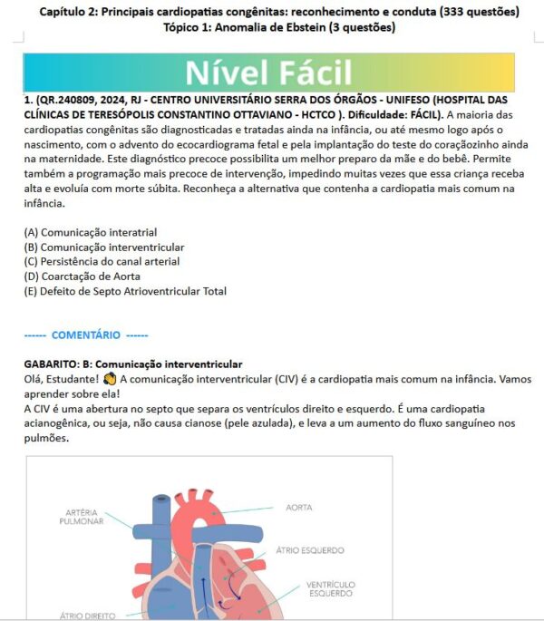 504 Questões de Cardiologia Pediátrica (321 comentadas) PDF - Imagem 2