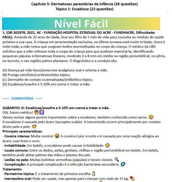 Banco de Questões Gratuito de Dermatologia Pediátrica em PDF - Imagem 2