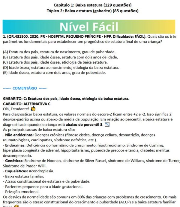 1268 Questões de Endocrinologia Pediátrica (738 comentadas) - Imagem 2