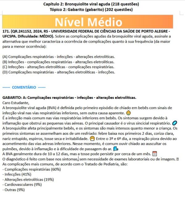 901 Questões de Pneumologia Pediátrica (568 comentadas) PDF - Imagem 2