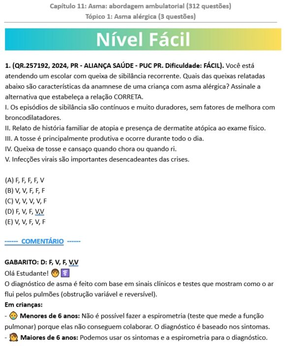 Banco de Questões Básico de Alergia e Imunologia Pediátrica (PDF) - Image 2
